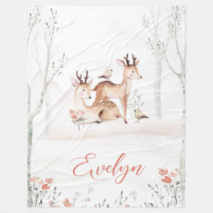 Baby Deer Woodland Blanket 60 x 80 Fleecen Fleecedecke