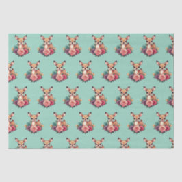 Baby Deh mit Rose und Grünblättern Seidenpapier