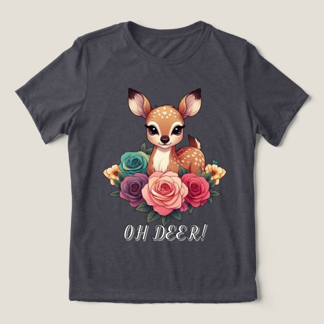 Baby Deh mit Rose und Grünblättern Tri-Blend Shirt (Design Vorderseite)