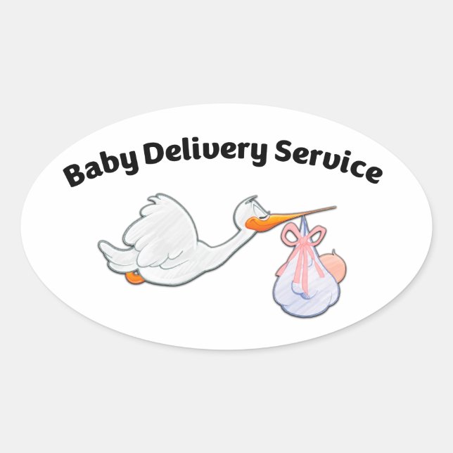 Baby Delivery Service ! Funny Midwife Baby Stork Ovaler Aufkleber (Vorderseite)