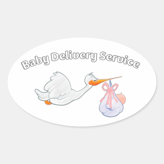 Baby Delivery Service Funny Midwife Stork Baby Ovaler Aufkleber (Vorderseite)