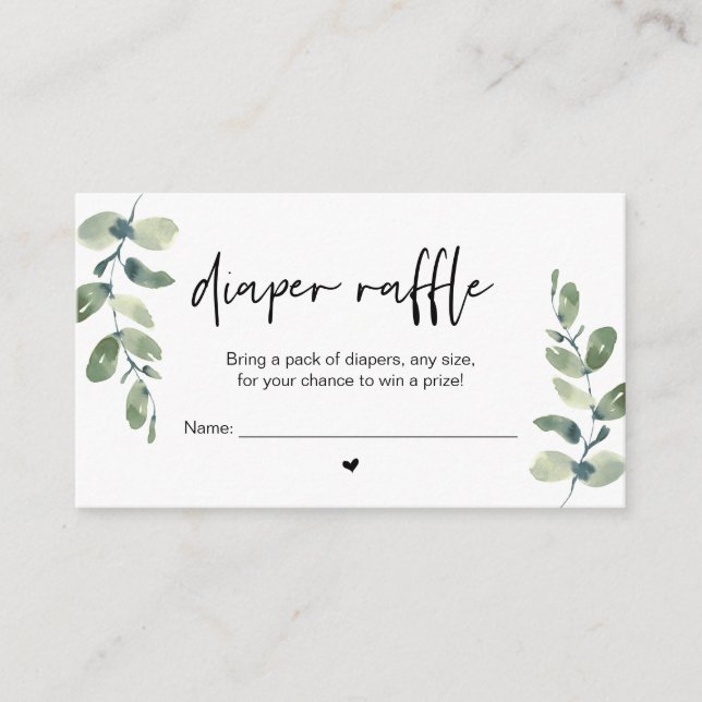 Baby Diaper Raffle, gewinnen Sie einen Preis, Läss Begleitkarte (Vorderseite)
