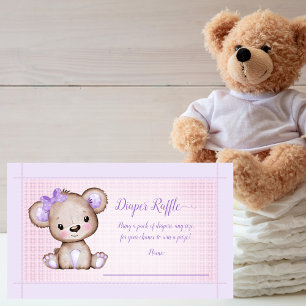 Baby Diaper Raffle Niedliche Lila Bärenmädchen Dus Begleitkarte