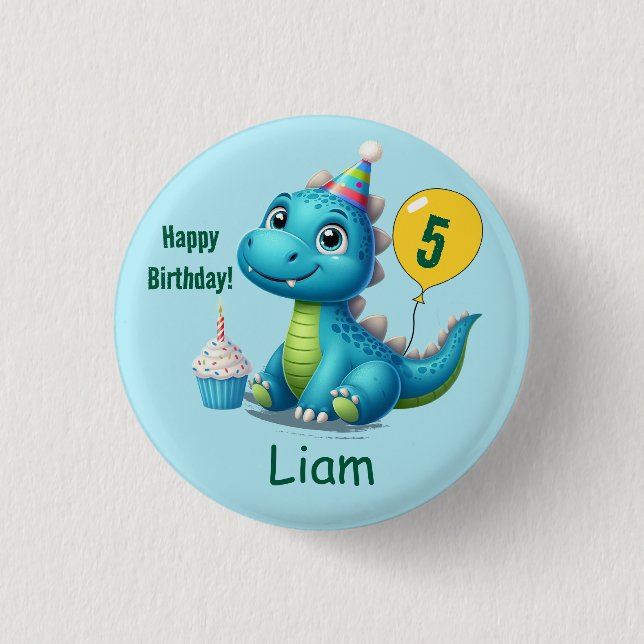 Baby Dino Birthday Button! Button (Vorderseite)