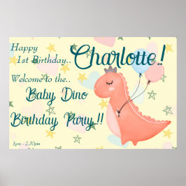 Baby Dino Birthday Party Poster