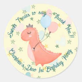 Baby Dino Birthday Party Runder Aufkleber