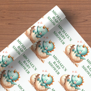 Baby Dino Geschenkpapier mit Design "Schlüpft bald