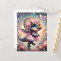 Baby Dino in einem rosa Kleid