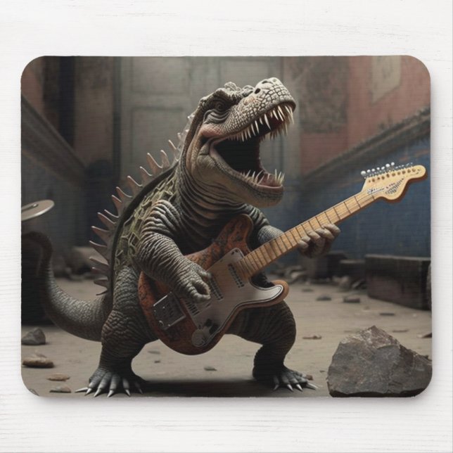 Baby Dino mit Gitarre Mousepad (Vorne)