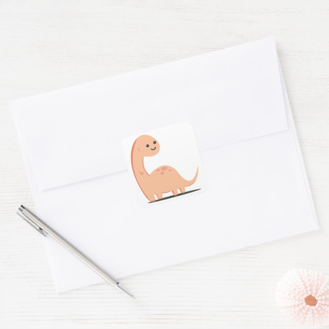 Baby Dino Quadratischer Aufkleber (Umschlag)