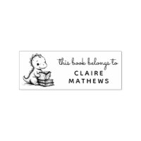 Baby Dino Reader Ex Libris Custom Briefmarke