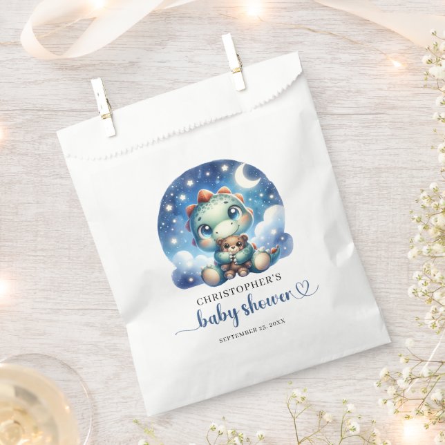 Baby-Dino und Teddy-Bär Babydusche Geschenktütchen (Ausgeschnitten)
