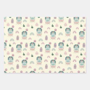 Baby Dino Wrapping Paper Flat Sheet Set 3 Geschenkpapier Set