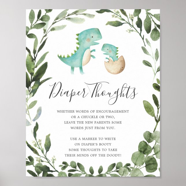 Baby Dinosaur Baby Dusche Windeln Gedanken Untersc Poster (Vorne)