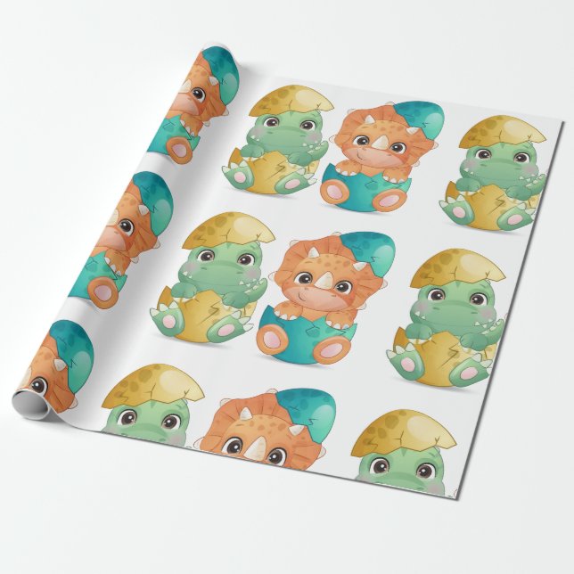 Baby dinosaur baby shower geschenkpapier (Ungerollt)
