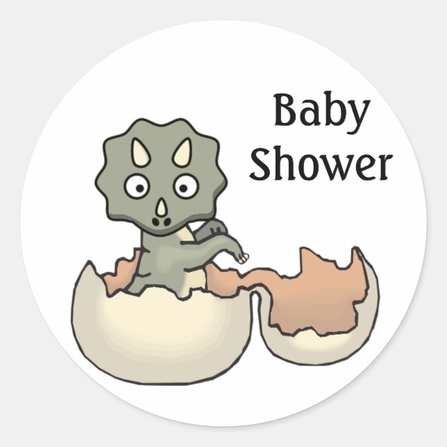 Baby Dinosaur Babydusche Aufkleber (Vorderseite)