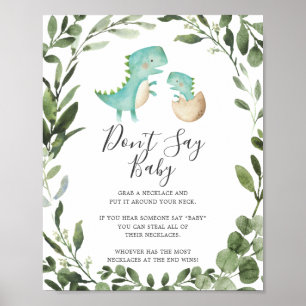 Baby Dinosaur Babydusche Say Baby Sign Poster