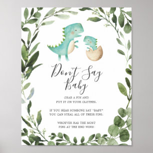 Baby Dinosaur Babydusche Say Baby Sign Poster