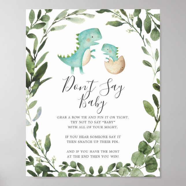 Baby Dinosaur Babydusche Say Baby Sign Poster (Vorne)