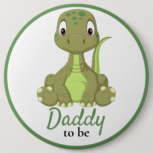 Baby Dinosaur Daddy Baby Showknopf Button (Vorderseite)
