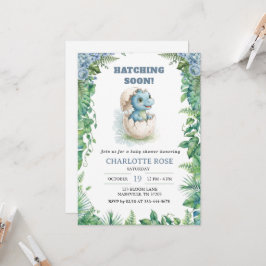 Baby-Dinosaur-Einladung zur Babyparty in Blau - Ba Einladung