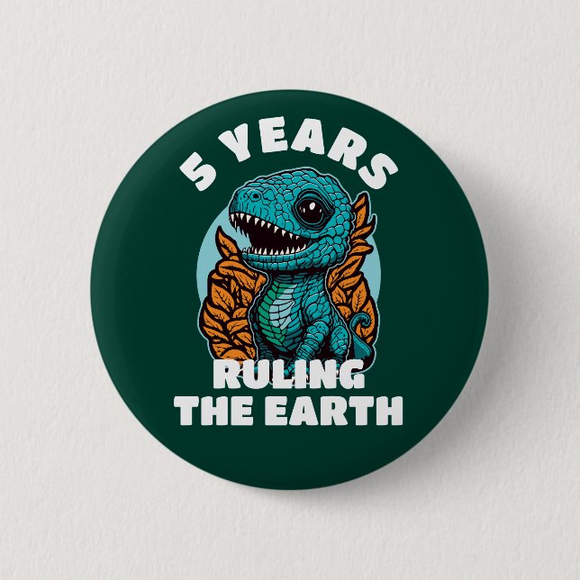 Baby Dinosaur Fünf Jahre alt Geburtstag Button (Vorderseite)