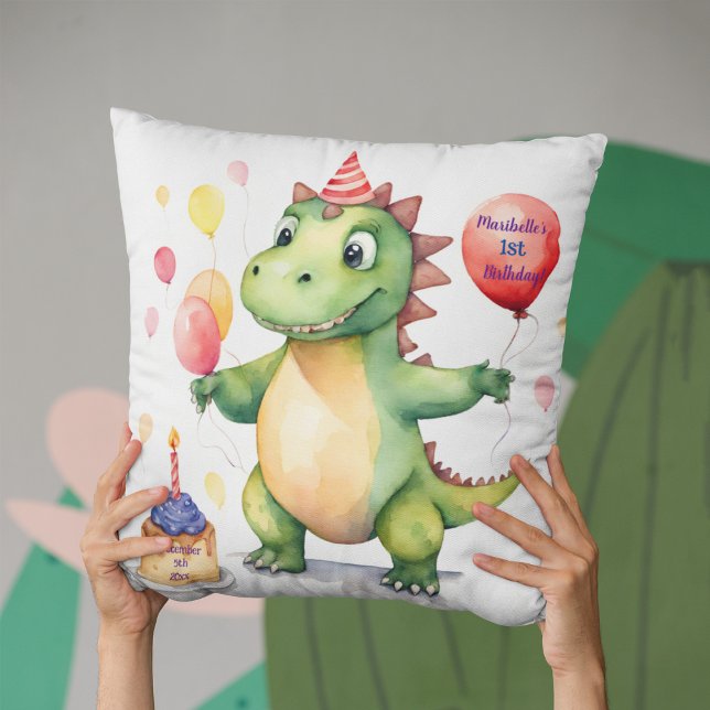 Baby Dinosaur Girls Personalisiert Geburtstag Kissen (Von Creator hochgeladen)