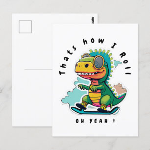 Baby Dinosaur Skaten So Roll Postkarte