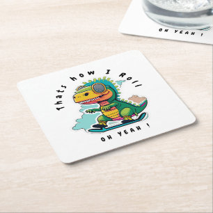 Baby Dinosaur Skaten So Roll Rechteckiger Pappuntersetzer