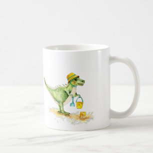 Baby Dinosaur T-Rex am Strand Kaffeetasse