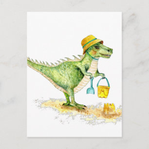 Baby Dinosaur T-Rex am Strand Postkarte