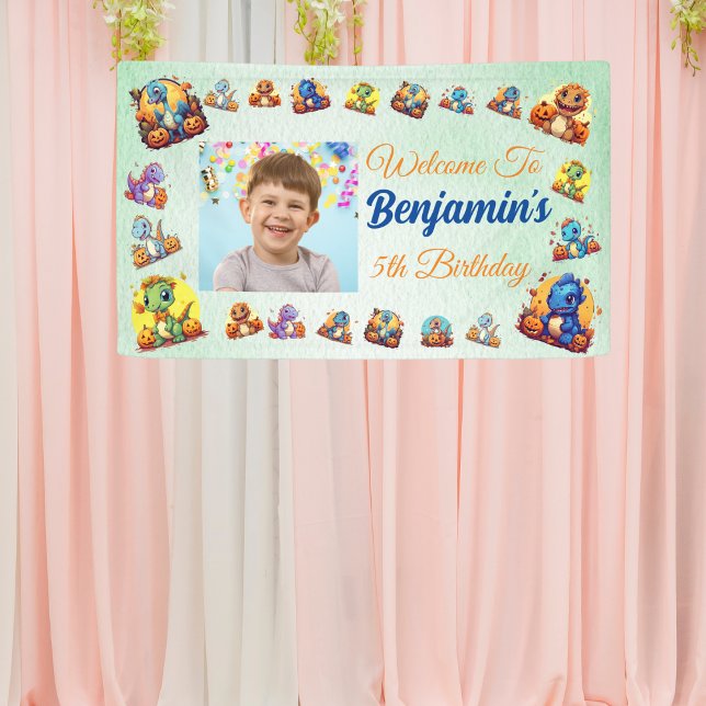 Baby Dinosaur Thema Kinder Junge Geburtstag Licht  Banner (Von Creator hochgeladen)