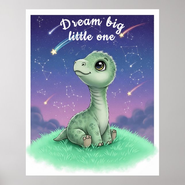 Baby Dinosaurier auf Night Sky, Kinderzimmer indiv Poster (Vorne)