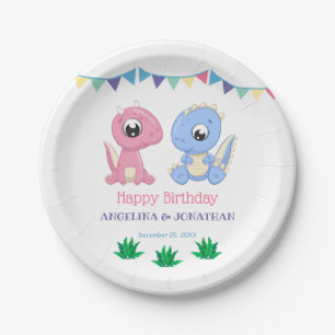 Baby Dinosaurier Boy and Girl Joint Geburtstag Pappteller