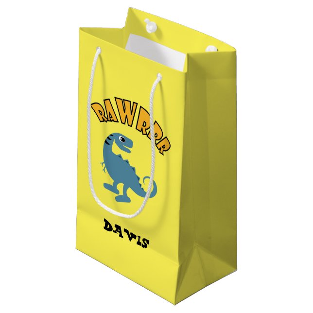 Baby Dinosaurier Design - Geschenktasche - Klein Kleine Geschenktüte (Vorderseite Schrägansicht)