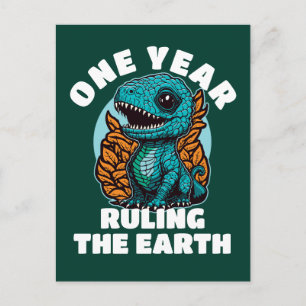 Baby Dinosaurier Ein Jahr alt Geburtstag Postkarte