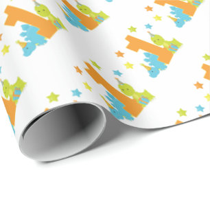 Baby-Dinosaurier-erstes Geburtstags-Packpapier Geschenkpapier