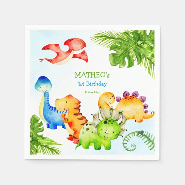 Baby Dinosaurier Geburtstagsparty Serviette (Vorderseite)