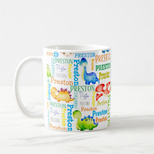 Baby Dinosaurier personalisierte Jungs Name Kaffeetasse