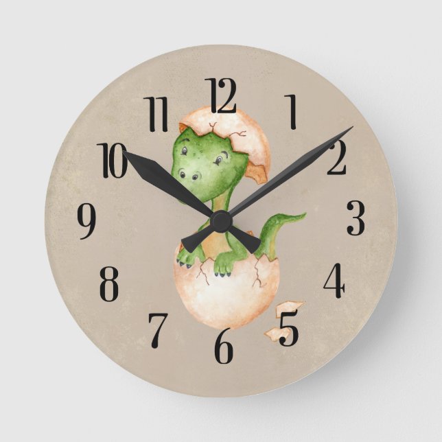 Baby Dinosaurier Runde Wanduhr (Vorderseite)