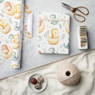 Baby-Dinosaurier und Babydusche Packpapier