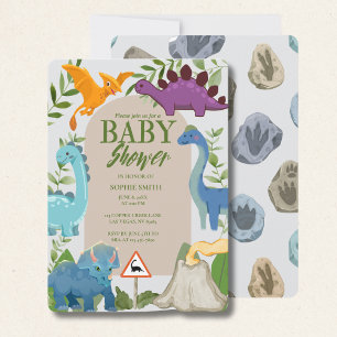 Baby-Dinosaurier, Vulkan, T-Rex-Baby-Party Einladung