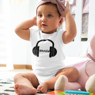 Baby DJ Kopfhörer, Baby Bodysuit Hipster Baby, Strampler