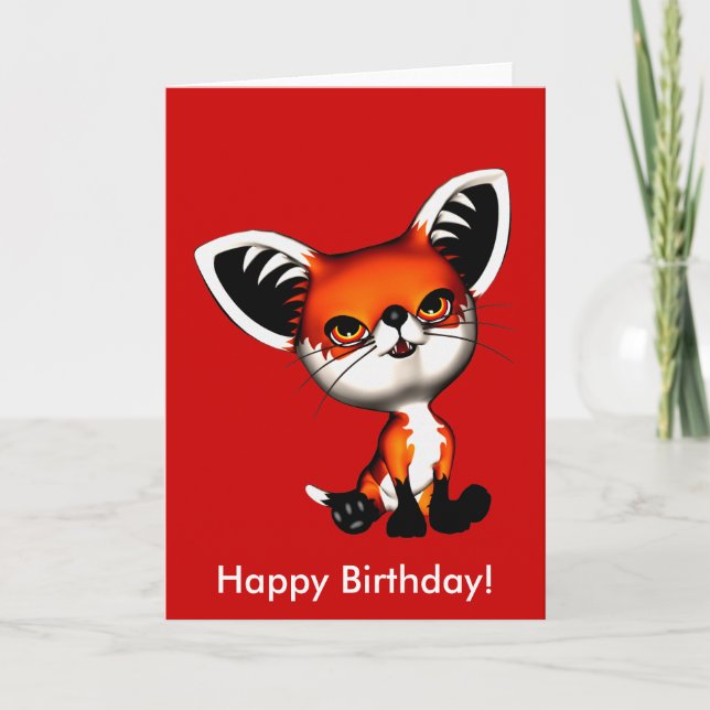 Baby Dog Fox Happy Birthday Card Karte (Vorderseite)
