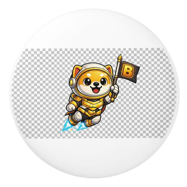 Baby Doge Astronaut Keramikknauf (Vorderseite)