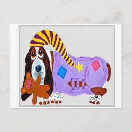 Baby doggie in pajamas bodysuit postkarte