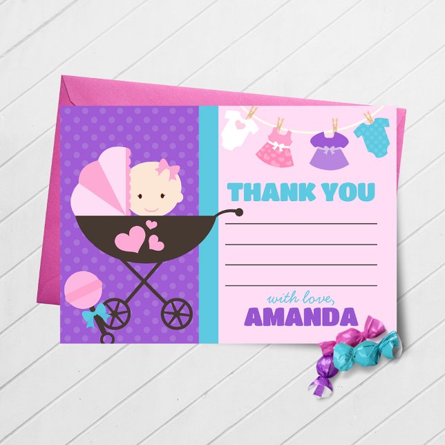 Baby Doll Dankeschön Karten mit Umschlägen (Baby Doll Birthday Thank You Cards)