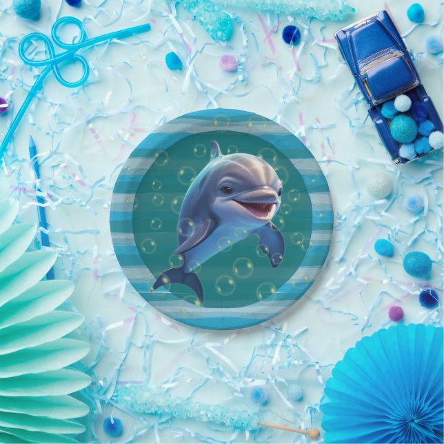 Baby Dolphin Paper Plate Pappteller (Party)