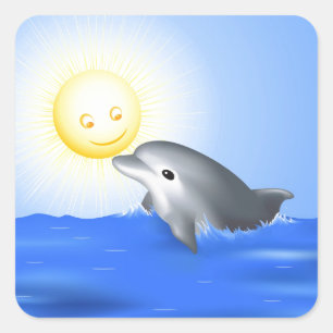 Baby Dolphin Quadratischer Aufkleber
