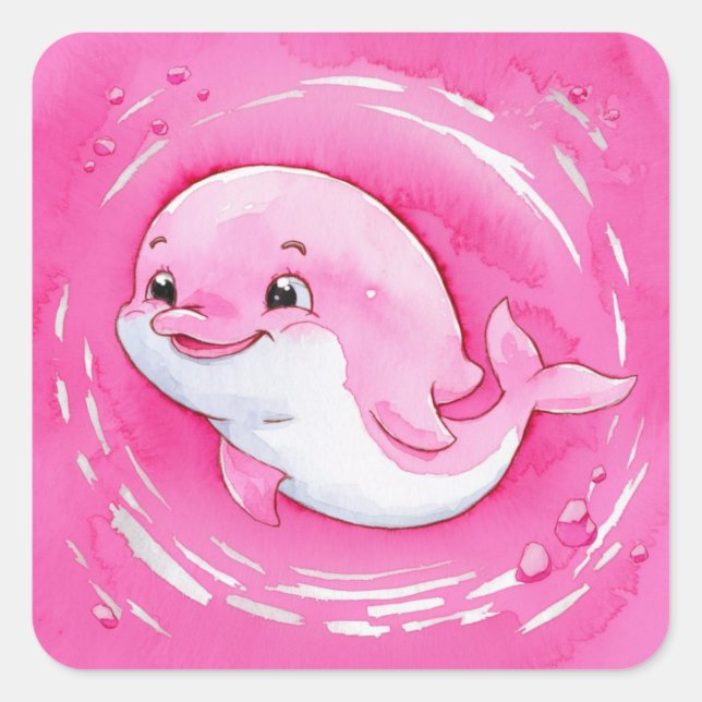 Baby Dolphin Quadratischer Aufkleber (Vorderseite)